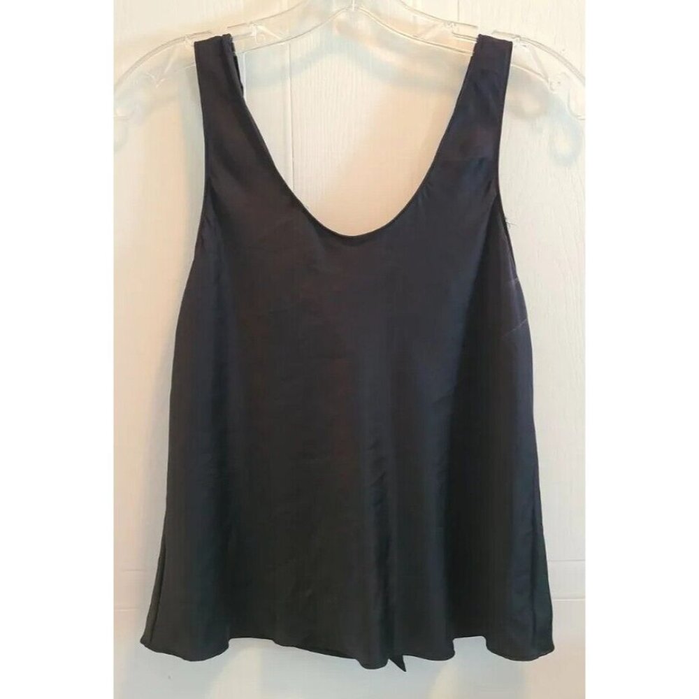 Victoria's Secret Women's Sleeveless Satin Pajama Tank‎ Top Bow Back Black Sz XS
